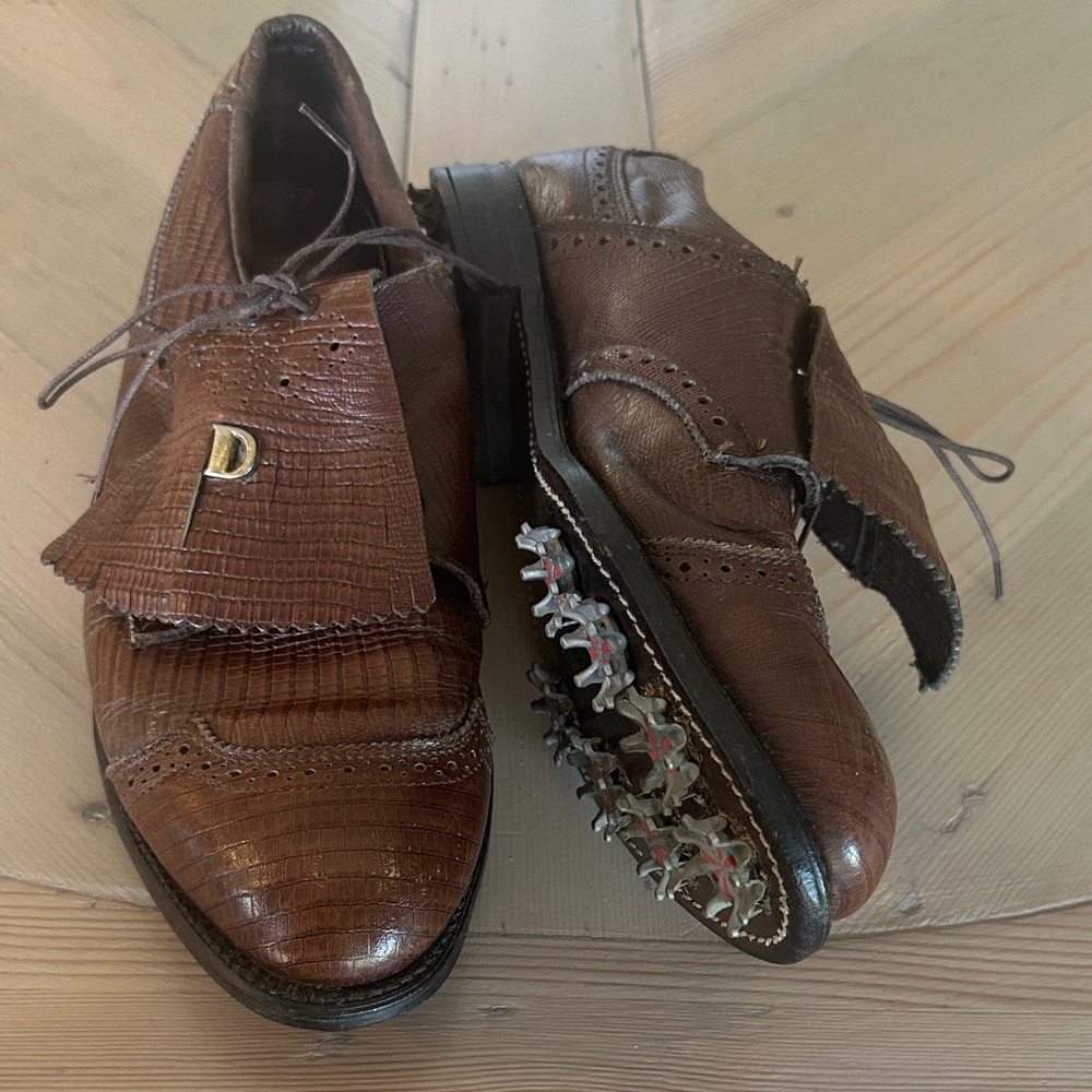 Vintage Men's Dexter Brown Oxford Wingtip Leather Golf Shoes, Size 11 D